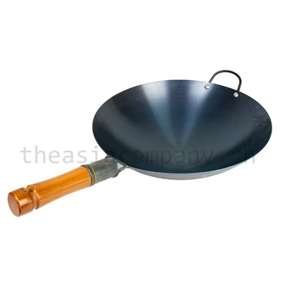 Wok Eisenpfanne mit Holzstiel _1