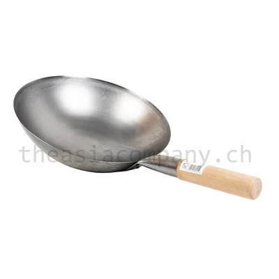 Wok Eisenpfanne mit Holzstiel _1