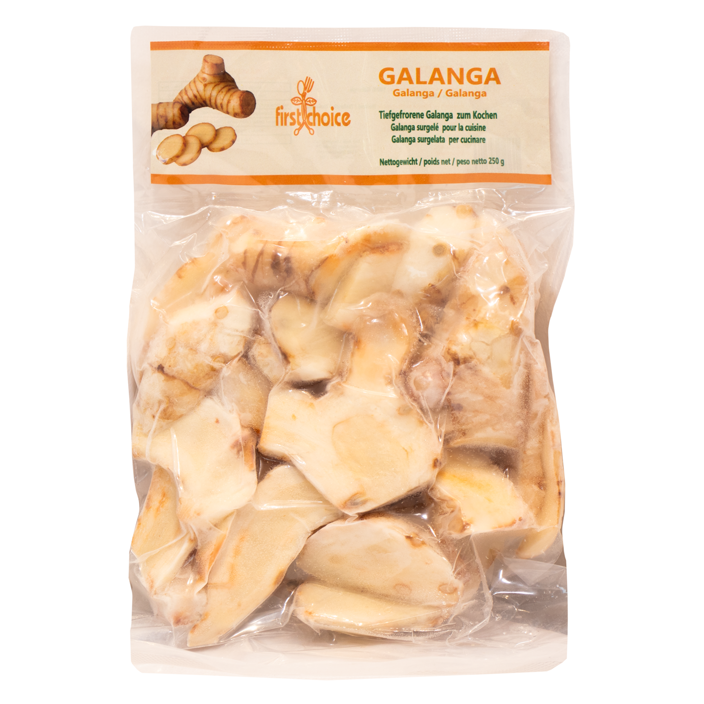 Galanga Wurzel in Scheiben
